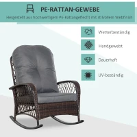 Outsunny poly rotan schommelstoel, schommelstoel, tuinstoel met kussen, loungemeubels, tuinmeubelen, terrasmeubels, bruin, 75 x 103 x 96 cm(m-4)