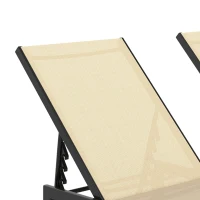 Outsunny Set of Two Reclining Sun Loungers - Khaki(m-9)