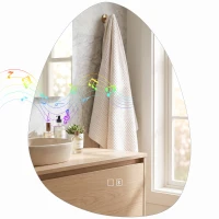 HOMCOM Oglindă de baie cu LED, 3 culori, 50x70 cm, neregulată, Bluetooth, anti-aburire, touch(m-12)