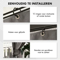 Outsunny Paviljoenzijwanden, 4 zijpaneeldelen voor tuinpaviljoen, met rits, 3 x 4 m paviljoen, Donkergrijs(m-6)