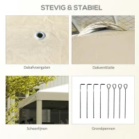 Outsunny Opvouwbare paviljoen met verstelbare hoogte, netgordijnen, draagtas, metalen frame, 3 x 3 x 3 m, Beige(m-6)