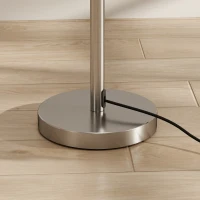HOMCOM Modern Floor Lamp with Built-In Reading Light, Standing Lamp with Independent Switch, Satin Nickel(m-11)