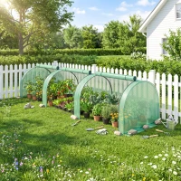 Outsunny Mini Serre de Jardin Serre à tomates 3,5L x 1l x 0,8H m Acier PE Haute densité 140 g/m² Anti-UV 3 fenêtres vert(m-9)