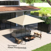 Outsunny Vervangend dak voor paviljoen 3 x 3 m waterafstotend paviljoendak UPF30+ vervangende hoes Oxford-stof, 370 g/m², crème-wit(m-7)