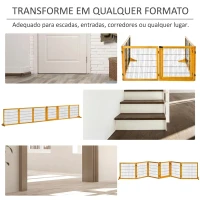 PawHut Barreira de Segurança Dobrável para Cães em Madeira para Escadas e Portas com Pés de Apoio 432x36x70 cm Amarelo(m-5)