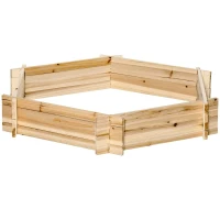 Outsunny verhoogd bed zeshoekige DIY plantenbak planter gemaakt van hout natuurlijk(m-7)