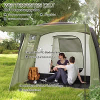 Outsunny Aufblasbares Campingzelt 3 Personen Outdoor Tunnelzelt mit Seitenfenstern Tür Luftträger 4,4 x 2,8 x 1,95 m Grün(m-5)