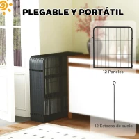 PawHut Parque para Perros de 12 Paneles de 60 cm de Altura con Puertas para Interior y Exterior Negro(m-6)