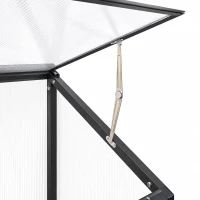 Outsunny 6 x 1.5ft Polycarbonate Greenhouse, Quick Setup, Lean-to Green House with 3 Hinged Doors, Top Vent, Black(m-11)
