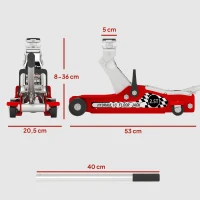 HOMCOM Macaco Hidráulico para Carro 2,5 T, Altura de Elevação 80-360 mm, Baixo Perfil, com Rodas e Pega Superior, para Automóvel e SUV(m-3)