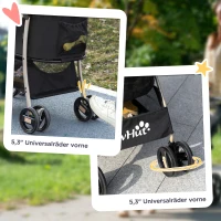 PawHut hondenbuggy, 2-in-1 hondenwagen, opvouwbare hondenbuggy, draagtas(m-7)