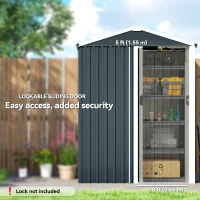 Outsunny 4.5 x 3ft Metal Garden Shed, Outdoor Storage Shed with Pitched Roof, Lockable Sliding Door for Garden, Patio, Dark Grey(m-5)