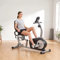 HOMCOM Fietstrainer met 8-Niveaus Weerstand 122-137 x 62 x 103cm Staal Grijs+Zwart+Zilver(m-9)