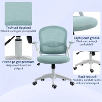 Vinsetto Scaun de Birou Ergonomic cu Spătar din Plasă și Înălțime Reglabilă, 65.5x61.5x88-97.5 cm, Albastru(m-8)