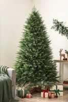 HOMCOM 6ft Artificial Christmas Tree, Hinged Xmas Tree with Realistic 751 PE & PVC Branch Tips, Fir Wood Base, Green(m-2)