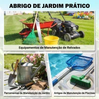 Outsunny Abrigo de Jardim em Resina com Piso, Porta com Trinco, Fechadura, Janela e Teto Inclinado, Cinzento(m-4)