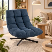 HOMCOM Draaibare Accentstoel, moderne loungefauteuil zonder armleuningen met stalen poten, donkerblauw(m-8)
