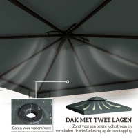 Vervangend dak voor metalen tuinpaviljoen paviljoen partytent tuintent 3x3(m-4)