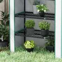 Outsunny Serre de jardin Serre 5 niveaux avec 1 porte enroulable, Bâche en PE Renforcée Résistante dim. 90L x 49l x 193H cm(m-10)