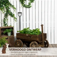 Outsunny verhoogd bed in houten karontwerp bloembak houten plantenkar verkoold(m-5)