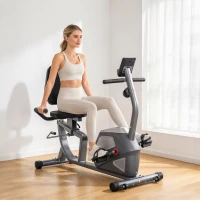 HOMCOM hometrainer fietstrainer vliegwiel hometrainer met 8 niveaus verstelbare magnetische weerstand verstelbare lengte magnetische weerstand wielen metaal ABS grijs + zilver 136 l x 62,5 b x 38 h cm(m-9)