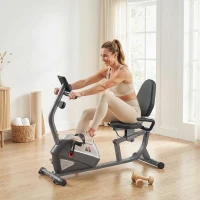 HOMCOM Vélo d'appartement semi-allongé vélo couché magnétique écran LCD multifonction siège réglable 8 niveaux de résistance(m-11)