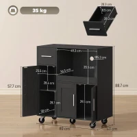 HOMCOM Dulap pentru Microunde din Lemn cu Sertar, 2 Dulapuri, Raft Deschis și Raft Reglabil, 80x40x88,7 cm, Negru(m-3)