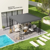 Outsunny 3 x 3 m Vervangdak voor paviljoen, Zeil voor tuinpaviljoen, met waterafvoergaten, UPF30+, Donkergrijs(m-2)