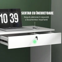HOMCOM Birou modern cu 5 sertare și compartiment deschis cu încuietoare și 2 chei, 110x50x76cm, alb(m-5)