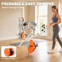 HOMCOM 2-in-1 Folding Exercise Bike with 8-Level Magnetic Resistance, Arm Resistance Band, Pulse Sensor, Orange(m-7)