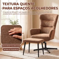 HOMCOM Poltrona Relax com Apoio para os Pés, Giratória 360°, Oscilante, Encosto Alto, Castanha(m-7)
