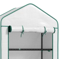 Outsunny Serre de jardin Serre 5 niveaux avec 1 porte enroulable, Bâche en PE Renforcée Résistante dim. 90L x 49l x 193H cm(m-12)