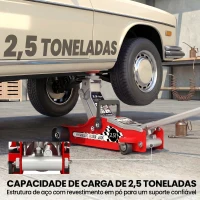 HOMCOM Macaco Hidráulico para Carro 2,5 T, Altura de Elevação 80-360 mm, Baixo Perfil, com Rodas e Pega Superior, para Automóvel e SUV(m-5)