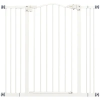 PawHut Pressure Fit Dog Stair Gate No Drilling Safety Gate Auto Close for Doorways, Hallways, 74-100cm Adjustable, 94cm Tall, White(m-1)