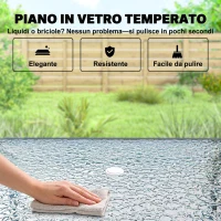 Outsunny Set da Giardino 8 pz con Ombrellone, 6 Sedie Pieghevoli e Tavolo da Esterno in Vetro Temperato, Nero(m-8)