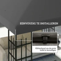 Outsunny 3 x 3 m Vervangdak voor paviljoen, Zeil voor tuinpaviljoen, met waterafvoergaten, UPF30+, Donkergrijs(m-5)