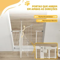 PawHut Barreira de Segurança para Cães Extensível 74-100 cm para Portas e Escadas, Fecho Automático, Bloqueio Duplo, Branco(m-5)