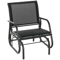Outsunny Schommelstoel Tuin Tuinstoel Relax Stoel Tuinschommel Metalen Schommelstoel voor Terras Balkon Mesh Zwart 75 x 66 x 85 cm(m-11)