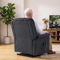 HOMCOM Fotoliu TV cu funcție electrică de ridicare, masaj prin vibrații, încălzire, fotoliu pentru seniori, USB, albastru închis(m-4)