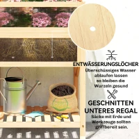 Outsunny Hoogbed met broeikasopzet van hout plantenbak met kas, inklapbare zijtafel en opbergruimte, naturel hout(m-8)