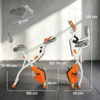 HOMCOM 2-in-1 Folding Exercise Bike with 8-Level Magnetic Resistance, Arm Resistance Band, Pulse Sensor, Orange(m-3)