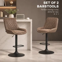 HOMCOM Set of Two Faux Leather Retro Bar Stools - Brown(m-4)