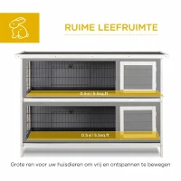 PawHut Kleine dierenverblijf voor cavia's en dwergkonijnen, dubbeldekker, hout, grijs(m-4)