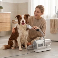 PawHut Blas- und Haartrockner für Hunde, 8 in 1 Pflegeset 1100 W, 40-65 °C, 10000 Pa, 65 m/s, 1.7 L, 3 Düsen(m-6)