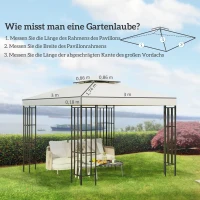 Outsunny Vervangend dak voor metalen tuinpaviljoen paviljoen partytent tuintent 3x3 m, wit(m-4)