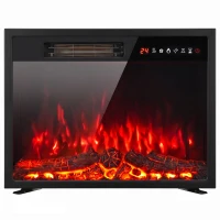 HOMCOM Electric Fireplace Insert, Recessed Electric Fire with Adjustable Flame Effect, Timer, Remote, 750W/1500W, Black(m-1)