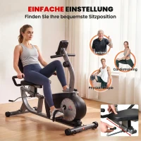 HOMCOM Fietstrainer met 8-Niveaus Weerstand 122-137 x 62 x 103cm Staal Grijs+Zwart+Zilver(m-5)
