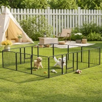 PawHut Parc pour chien, enclos chien 16 panneaux modulable et pliable, portable en acier avec portes 80 x 60 gris(m-11)