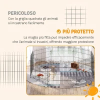 PawHut Recinto per Cani e Cuccioli 8 Pannelli in Acciaio, Gabbia per Cani, Box per Animali Domestici da Interno e Esterno, Ø180x61 cm, Nero(m-8)