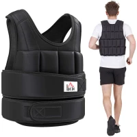 HOMCOM 15kg Weighted Vest Adjustable Running Vest 38 Weight Bags Black(m-1)